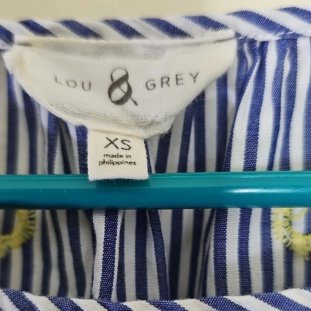 Lou & Grey Blue and White Striped Dress with Yellow Accents - Picture 2 of 8
